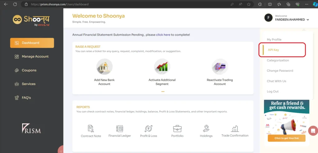 Finvasia prism login
