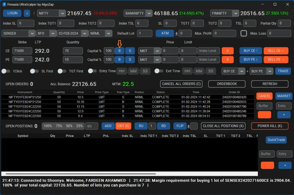 Lot calculation based on capital for BUY